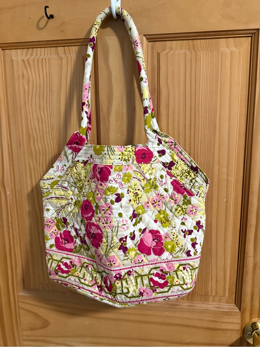 Vera Bradley Quilted Floral Tote in Pink, Green and White